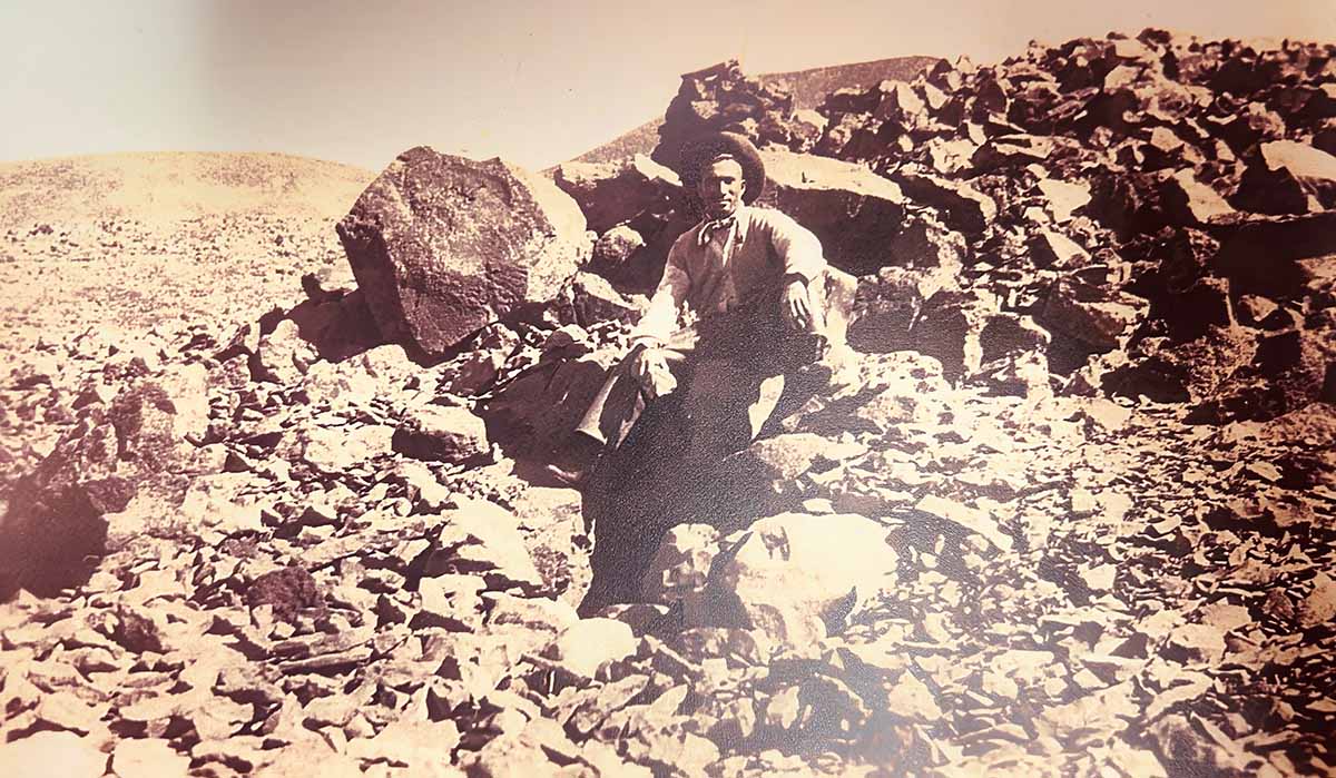 Willy Kaniho at the Mauna Kea Adze Quarry in 1926